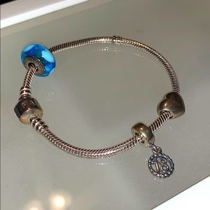 Silver Pandora Charm Bracelet w/ Charms Included